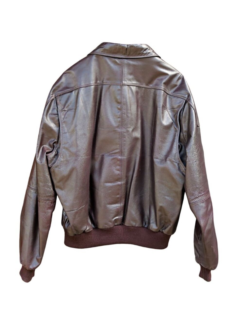Vintage 1980s Member's Only Leather Bomber Jacket 44 Brown Korea Zip Liner - Picture 5 of 10
